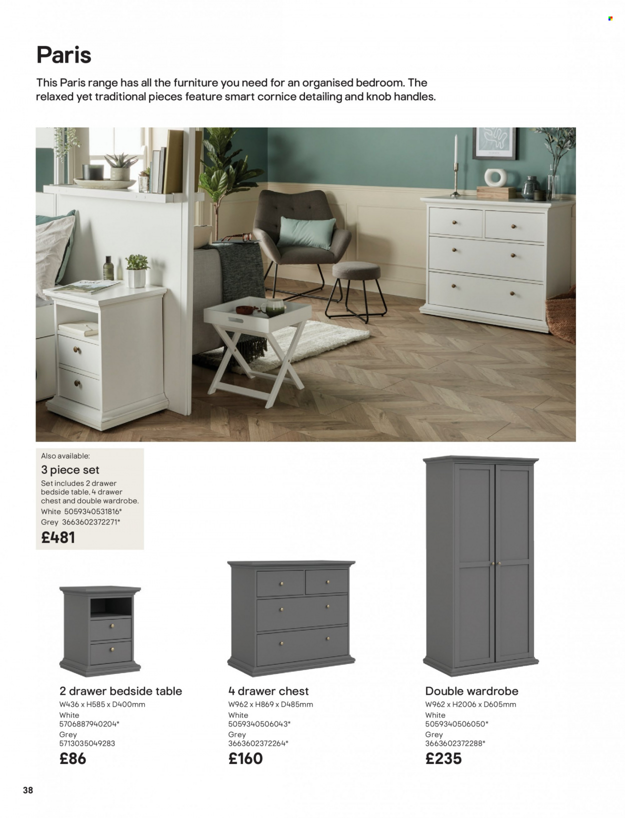 thumbnail - B&Q offer  - Sales products - chest of drawers, wardrobe, bedside table. Page 38.
