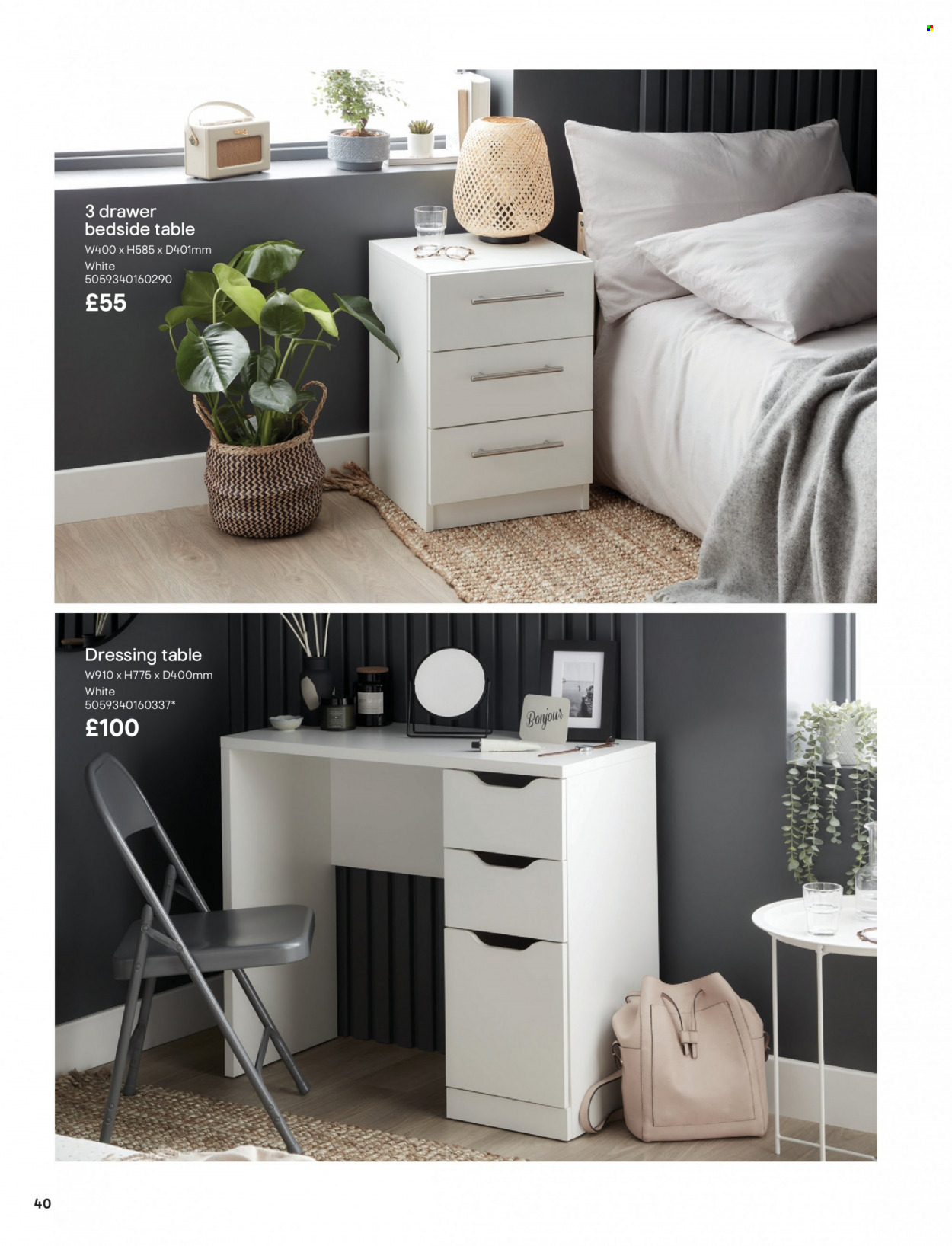 thumbnail - B&Q offer  - Sales products - bedside table, dressing table. Page 40.