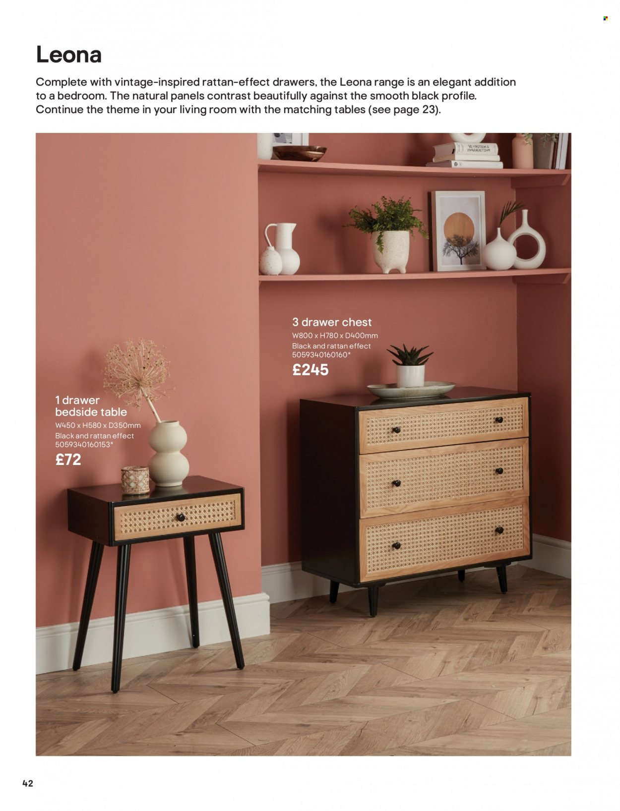 thumbnail - B&Q offer  - Sales products - chest of drawers, bedside table. Page 42.