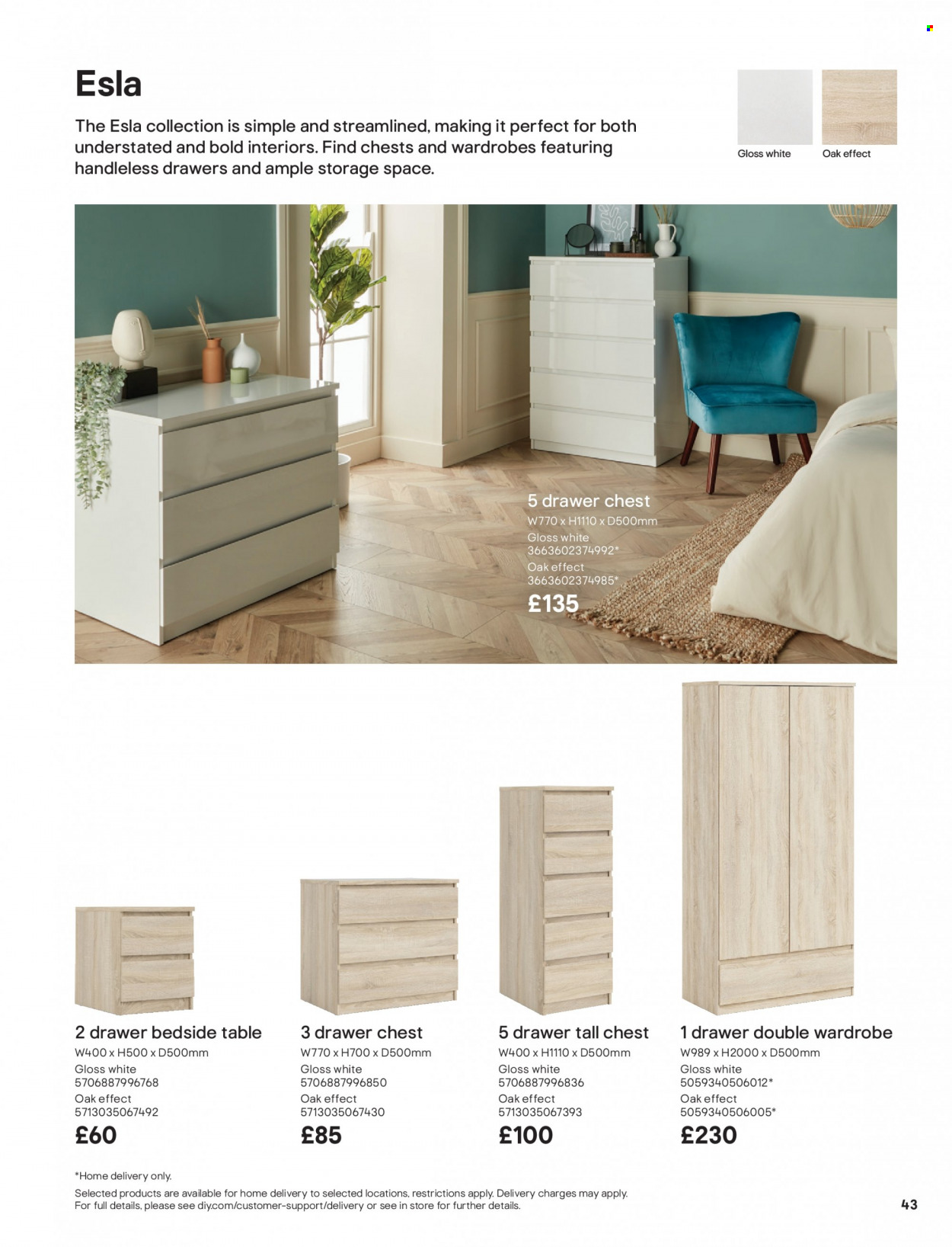 thumbnail - B&Q offer  - Sales products - chest of drawers, wardrobes, wardrobe, bedside table. Page 43.