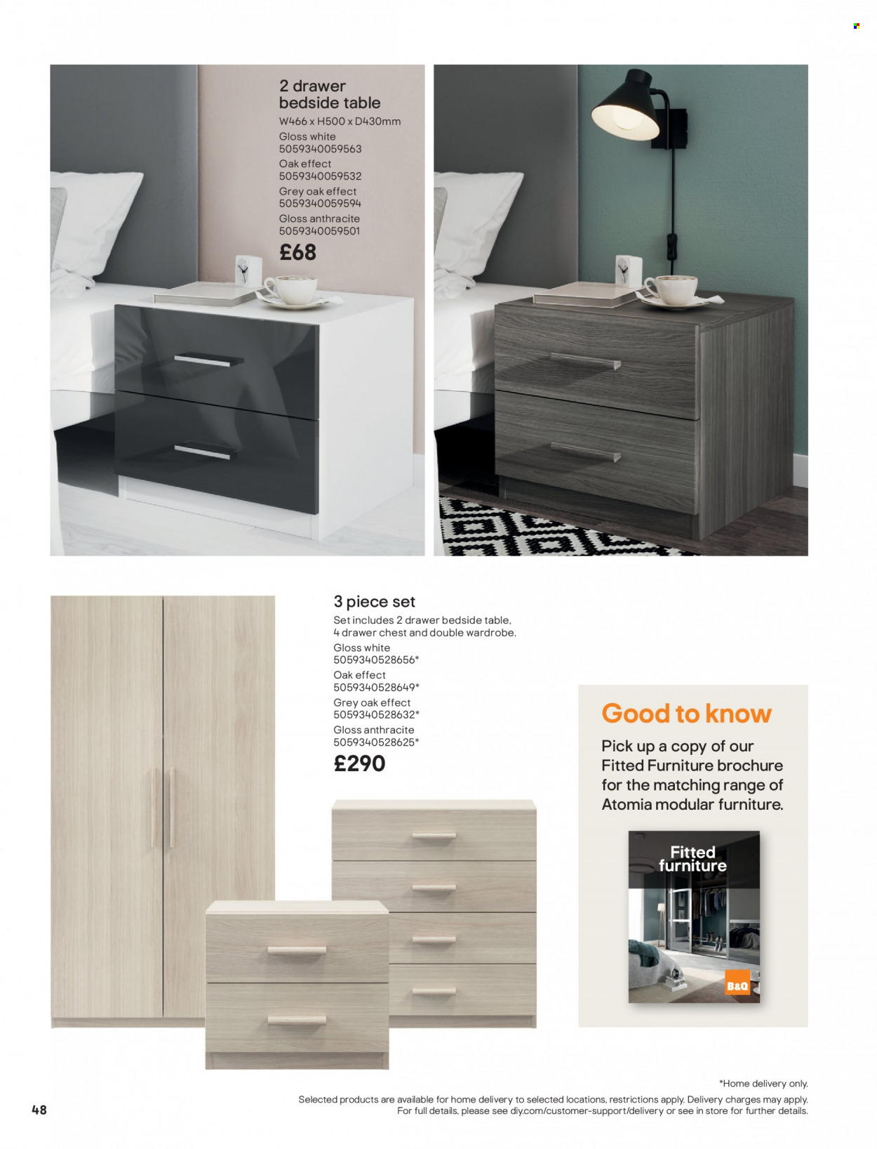 thumbnail - B&Q offer  - Sales products - chest of drawers, wardrobe, bedside table. Page 48.
