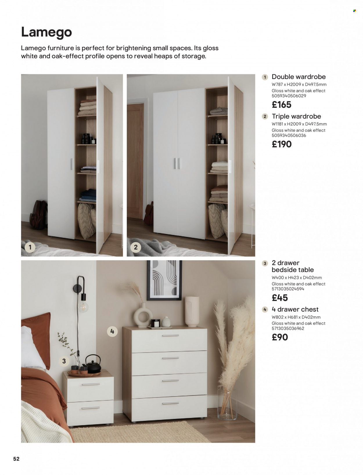 thumbnail - B&Q offer  - Sales products - chest of drawers, wardrobe, bedside table. Page 52.