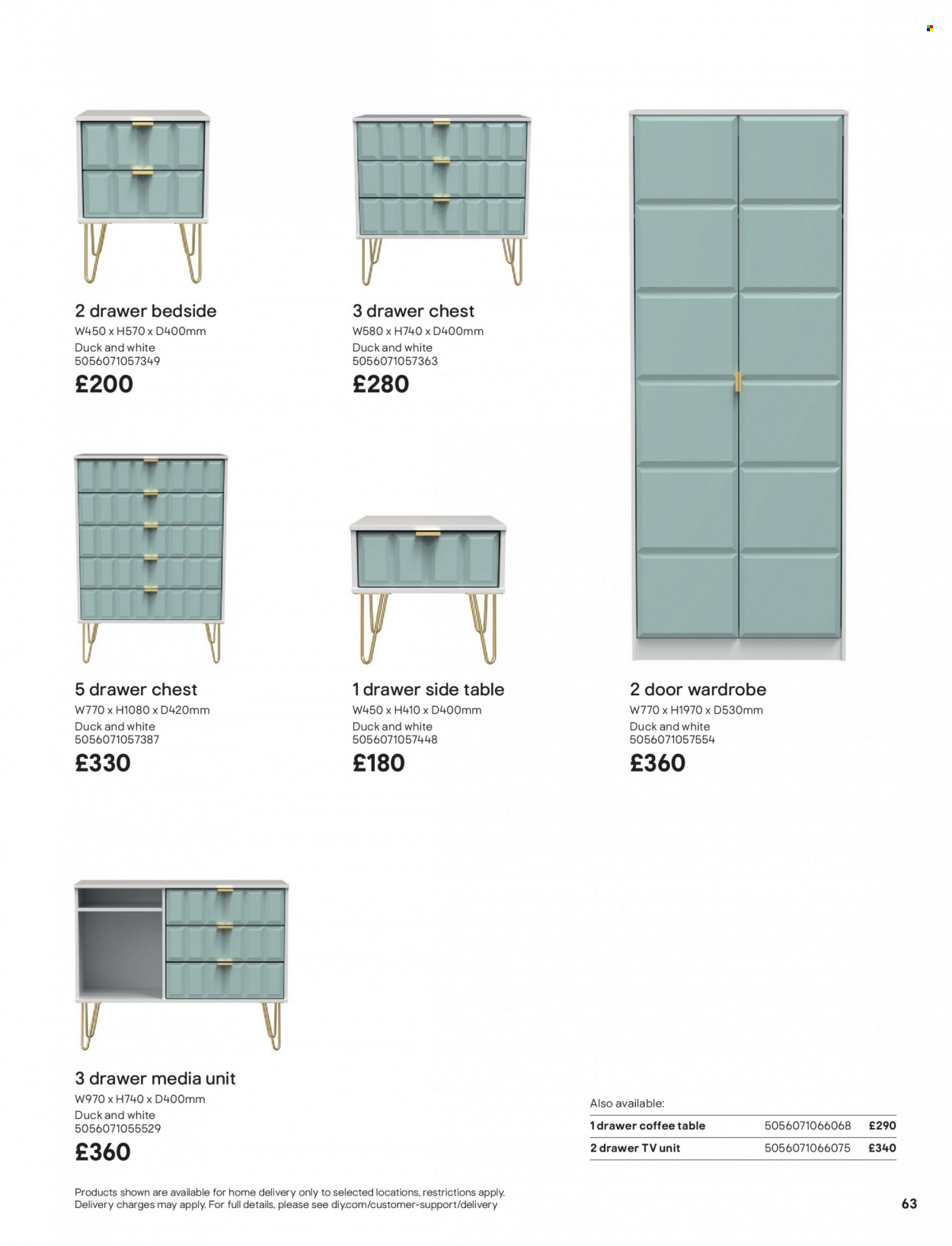 thumbnail - B&Q offer  - Sales products - table, coffee table, sidetable, tv unit, chest of drawers, wardrobe. Page 63.