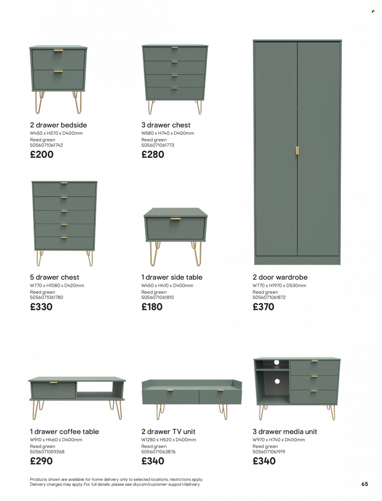 thumbnail - B&Q offer  - Sales products - table, coffee table, sidetable, tv unit, chest of drawers, wardrobe. Page 65.