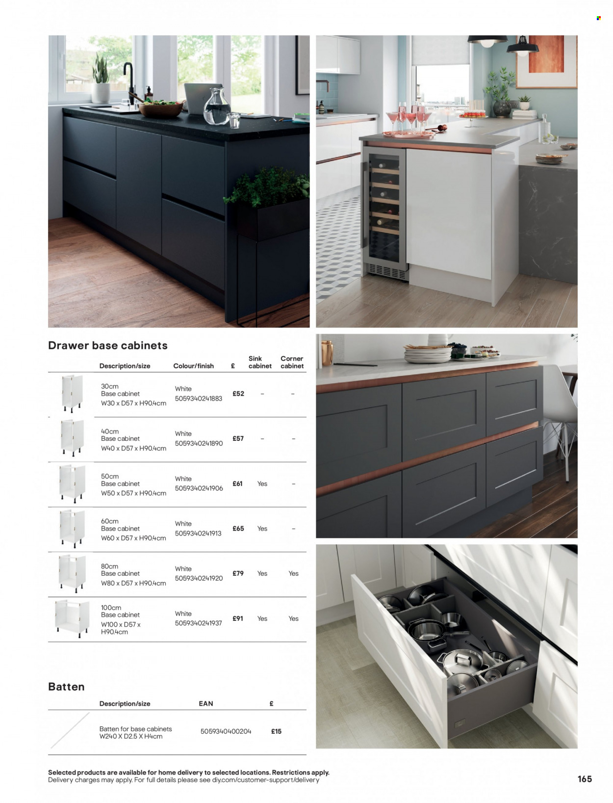 thumbnail - B&Q offer  - Sales products - sink, cabinet, corner cabinet, drawer base. Page 165.