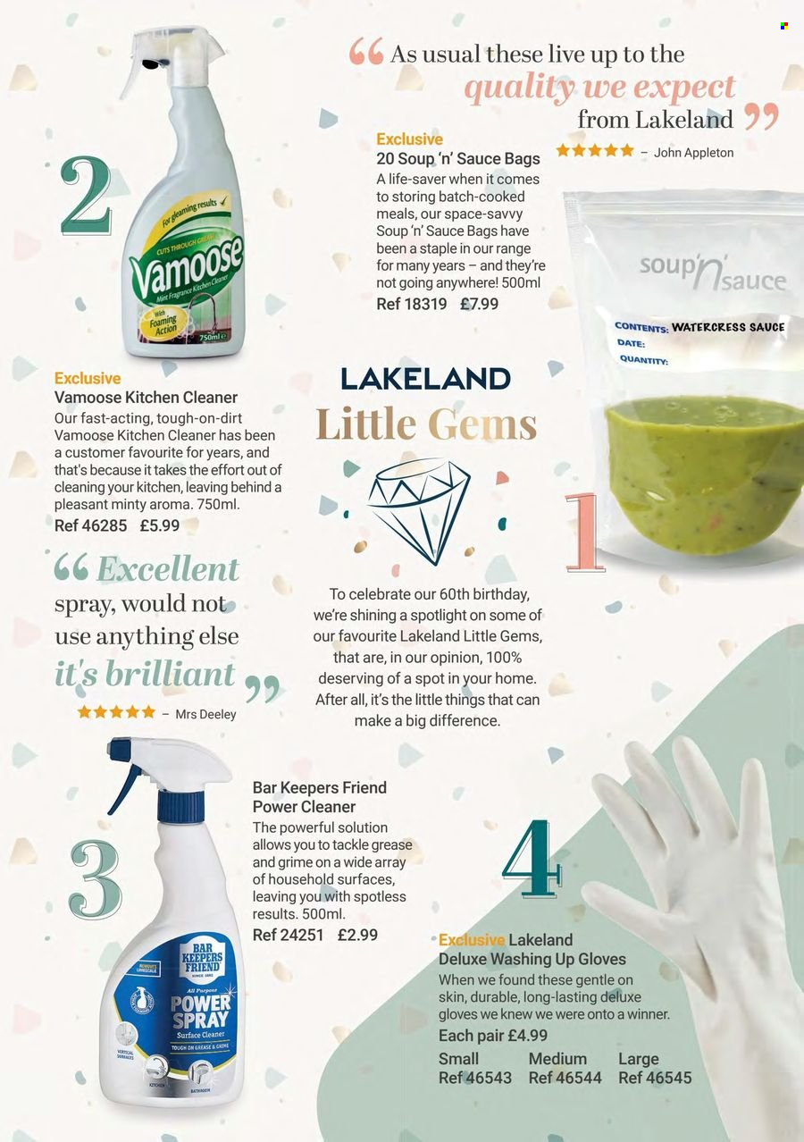 thumbnail - Lakeland offer  - Sales products - bars, surface cleaner, cleaner, kitchen cleaner, bag, spotlight. Page 5.