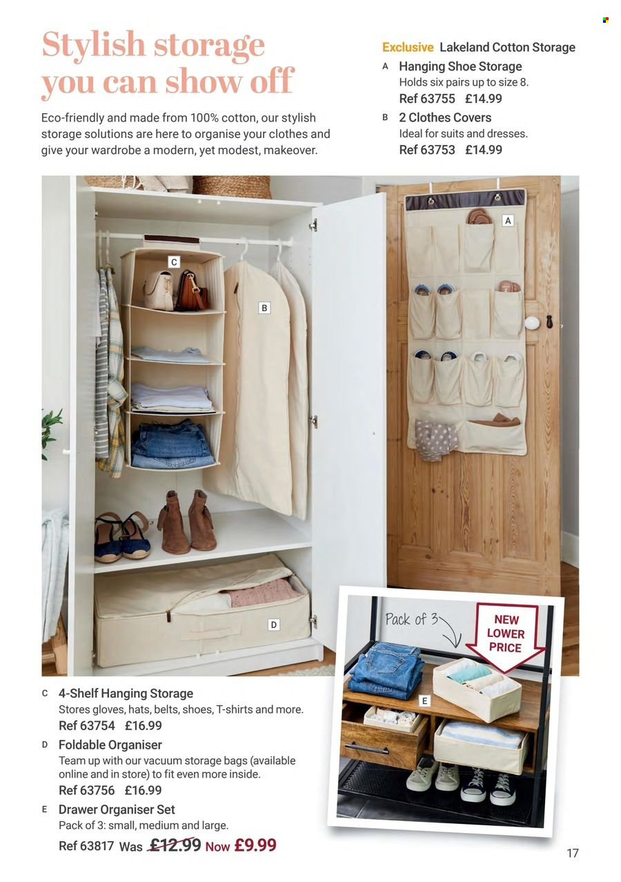 thumbnail - Lakeland offer  - Sales products - storage bag, gloves, drawer organiser. Page 17.
