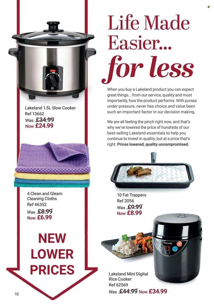 thumbnail - Lakeland offer  - Sales products - cloths, rice cooker, slow cooker. Page 18.