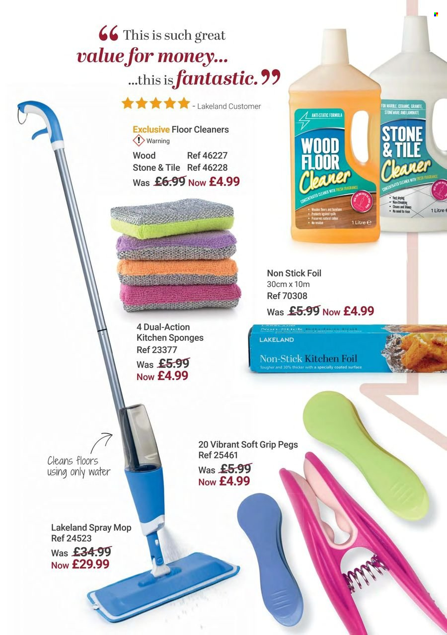 thumbnail - Lakeland offer  - Sales products - cleaner, floor cleaner, sponge, mop, stoneware, kitchen foil. Page 19.