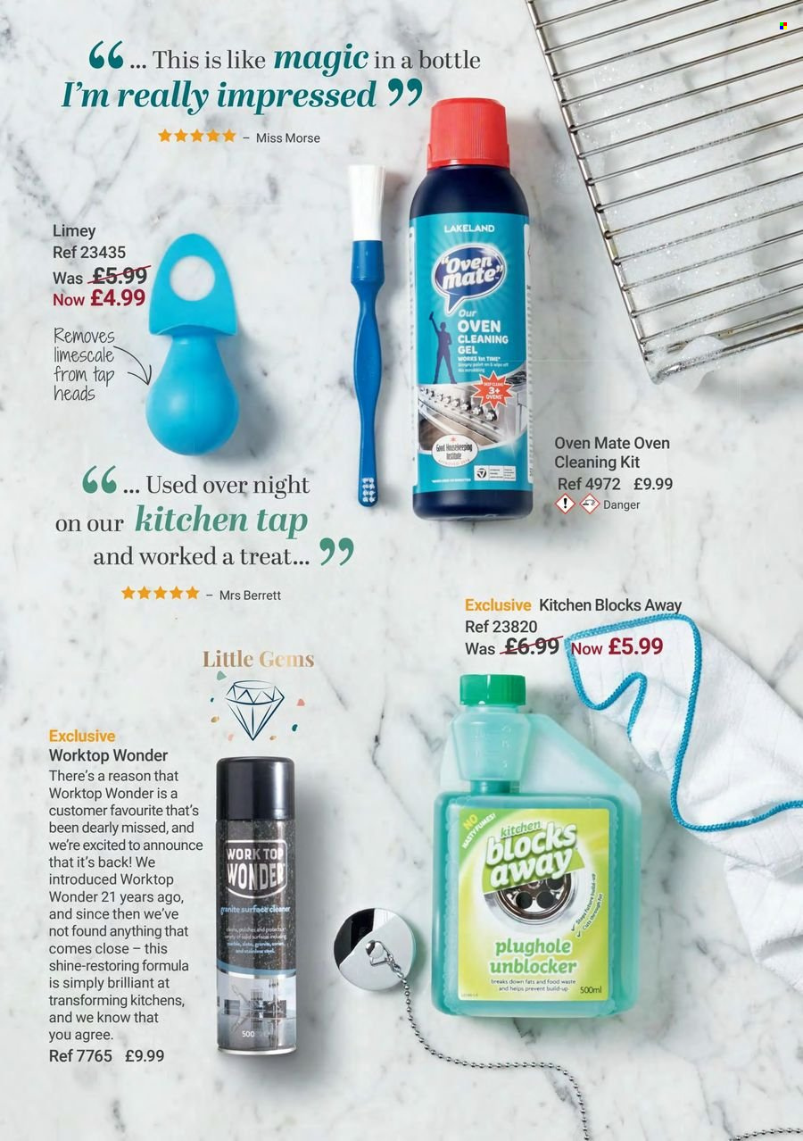 thumbnail - Lakeland offer  - Sales products - surface cleaner, cleaner, plughole unblocker, cleaning set. Page 27.