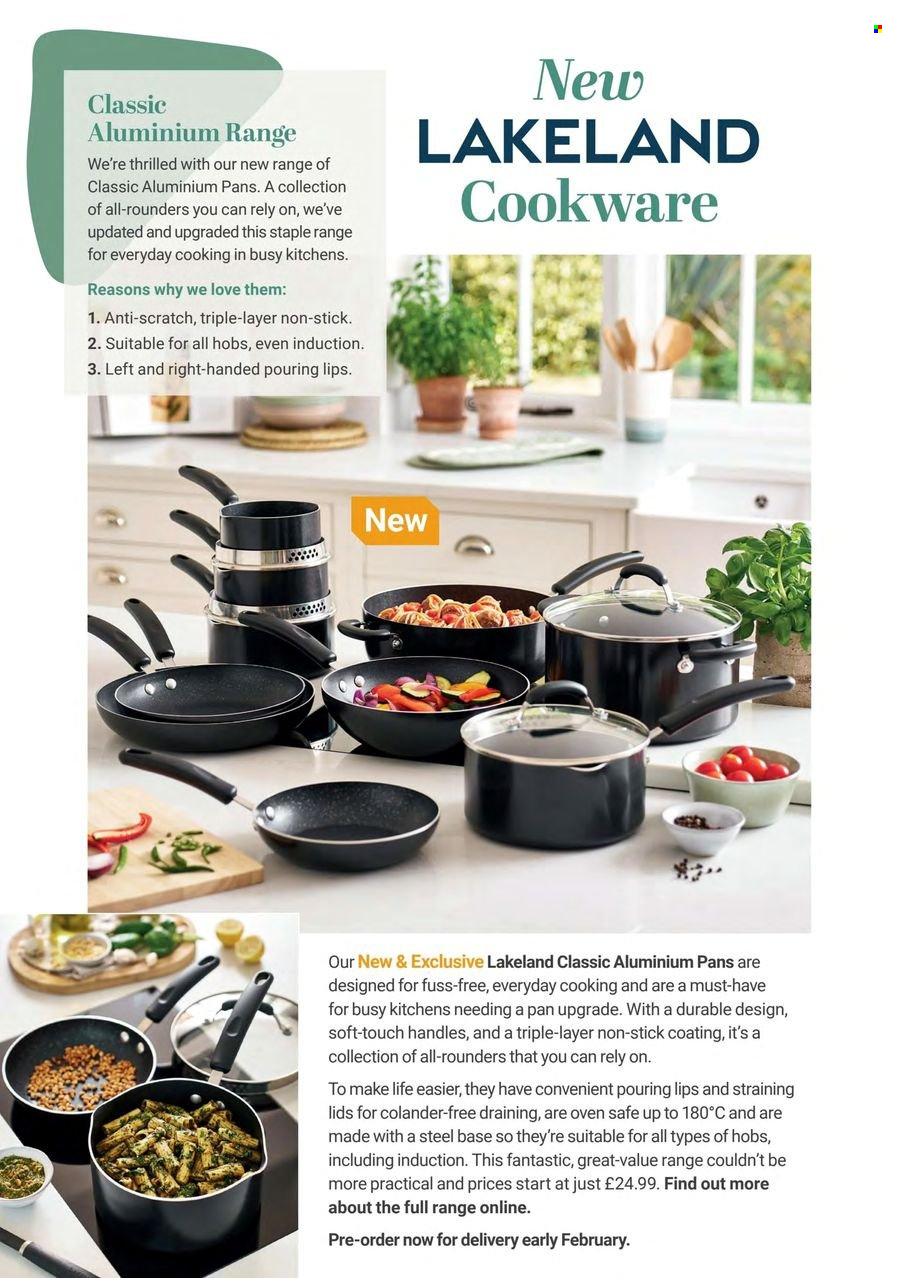 thumbnail - Lakeland offer  - Sales products - colander, cookware set, pan. Page 38.