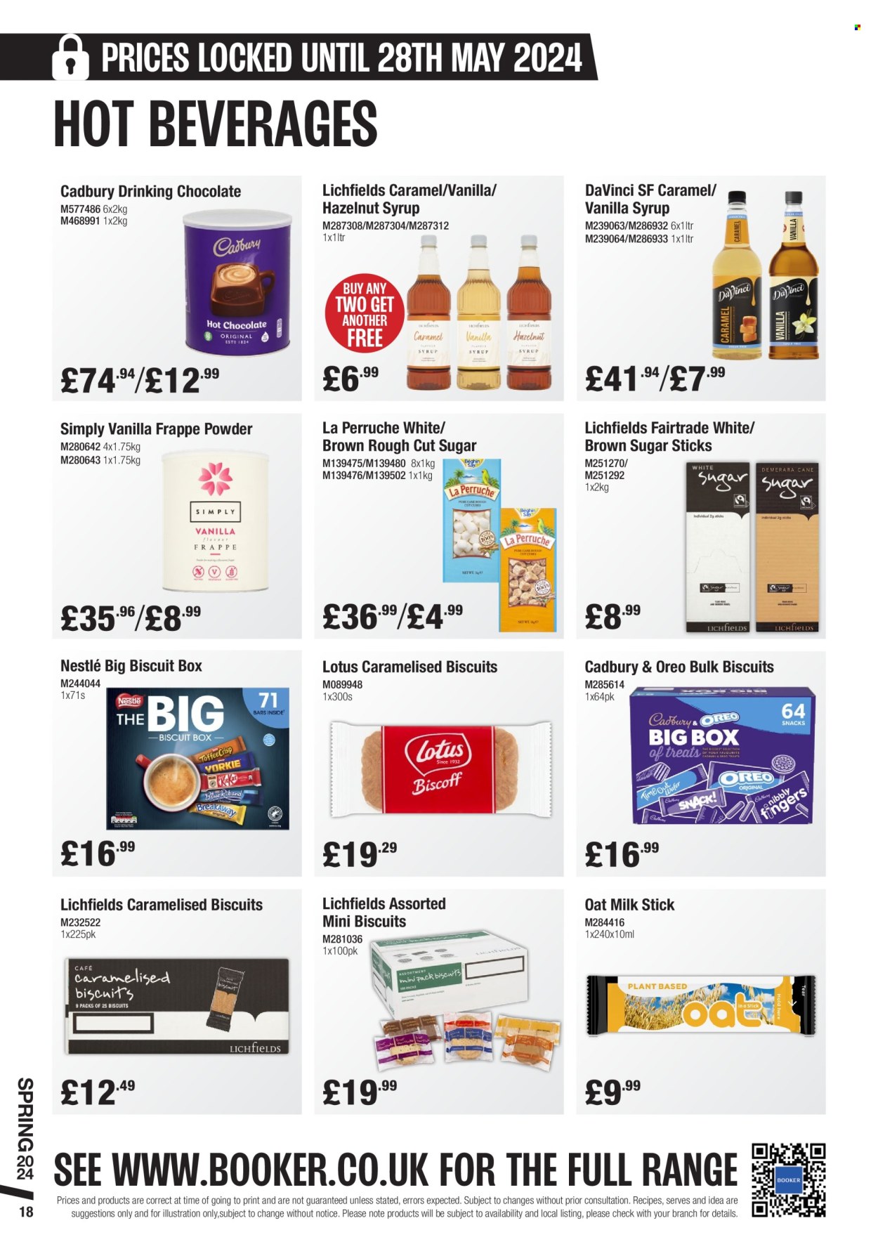 thumbnail - Makro offer  - 06/03/2024 - 28/05/2024 - Sales products - Oreo, oat milk, frappé, plant-based milk, biscuit, Nestlé, Cadbury, cane sugar, sugar, caramel, syrup, hot chocolate, Lotus. Page 18.