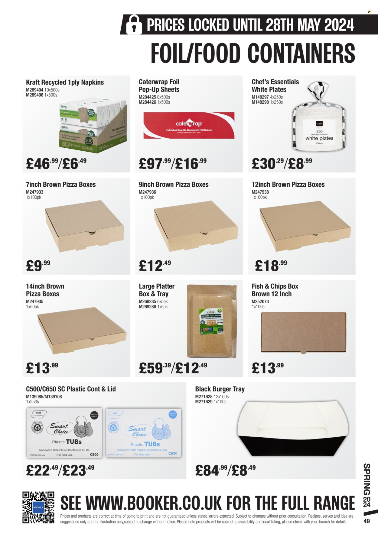 thumbnail - Makro offer  - 06/03/2024 - 28/05/2024 - Sales products - hamburger, Kraft®, napkins, lid, tray, plate, container, platters, storage container, pizza box. Page 49.
