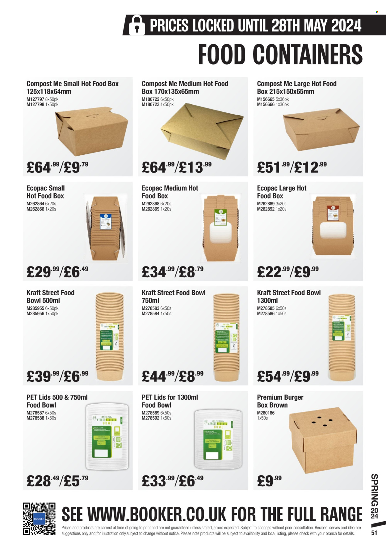 thumbnail - Makro offer  - 06/03/2024 - 28/05/2024 - Sales products - hamburger, Kraft®, bowl, container, meal box, storage container, compost. Page 51.
