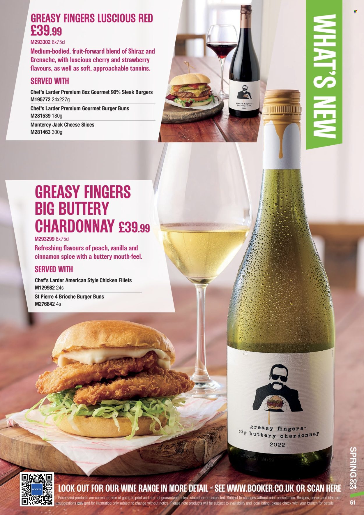thumbnail - Makro offer  - 06/03/2024 - 28/05/2024 - Sales products - alcohol, chicken, chicken fillet, steak, buns, burger buns, Monterey Jack cheese, red wine, white wine, Chardonnay, wine, Grenache. Page 61.