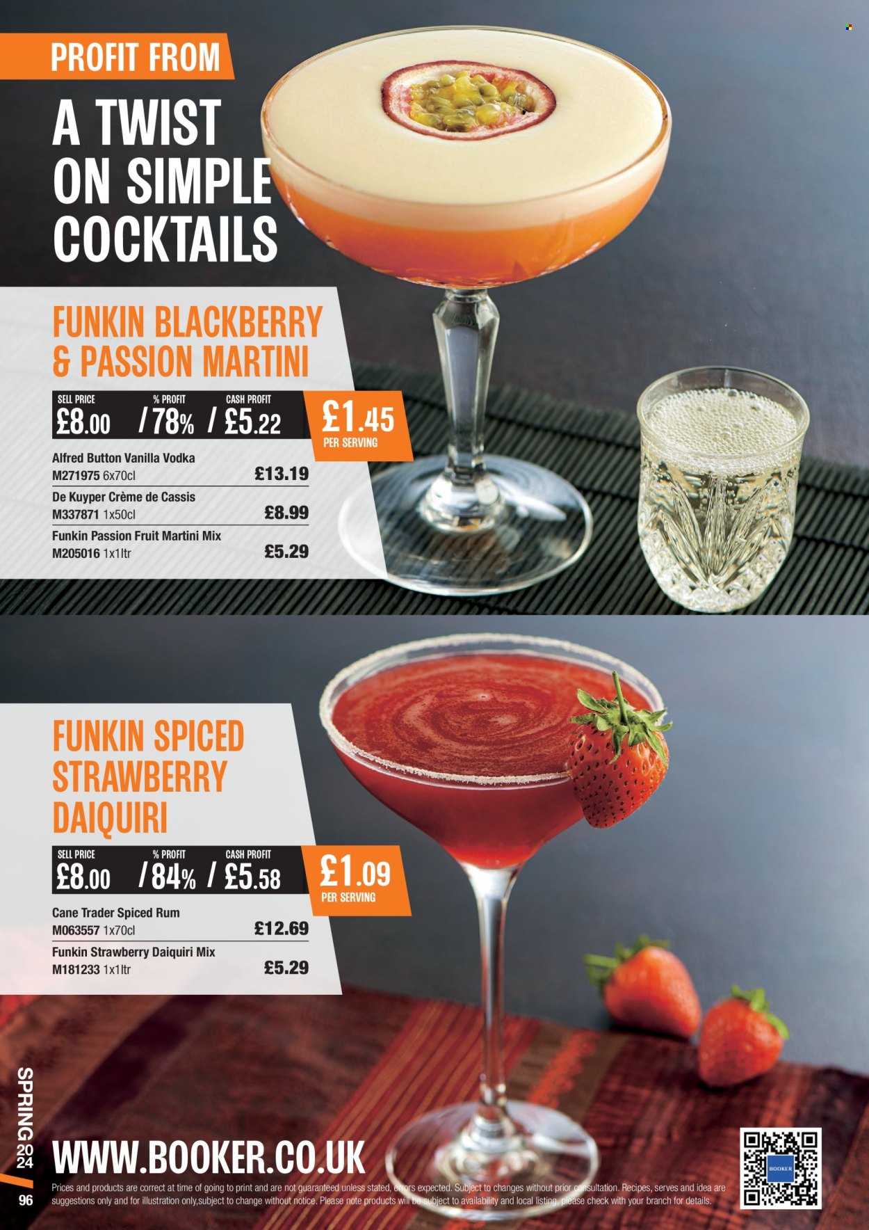 thumbnail - Makro offer  - 06/03/2024 - 28/05/2024 - Sales products - alcohol, passion fruit, cocktail, creme de cassis, spiced rum, vodka, rum, Martini. Page 96.