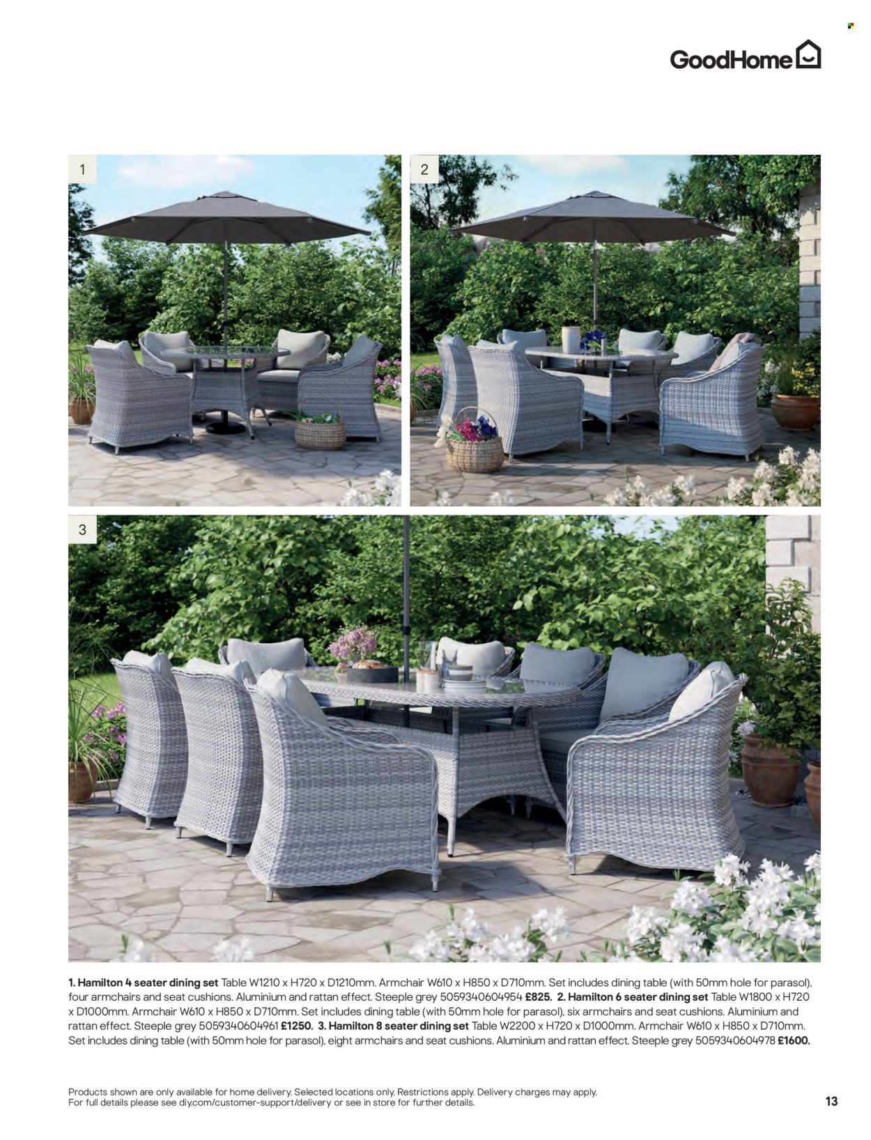 thumbnail - B&Q offer  - Sales products - cushion, dining set, dining table, table, arm chair. Page 13.