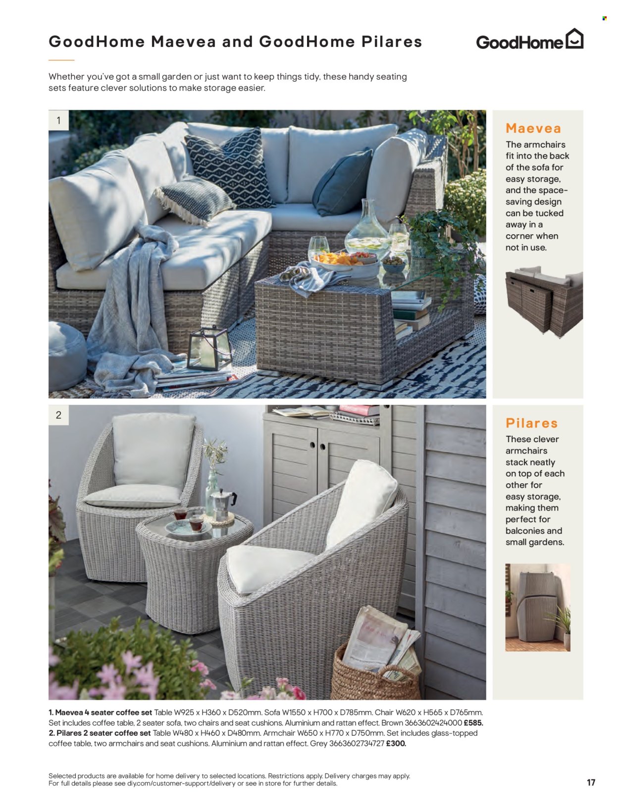thumbnail - B&Q offer  - Sales products - cushion, table, chair, arm chair, sofa, coffee table. Page 17.