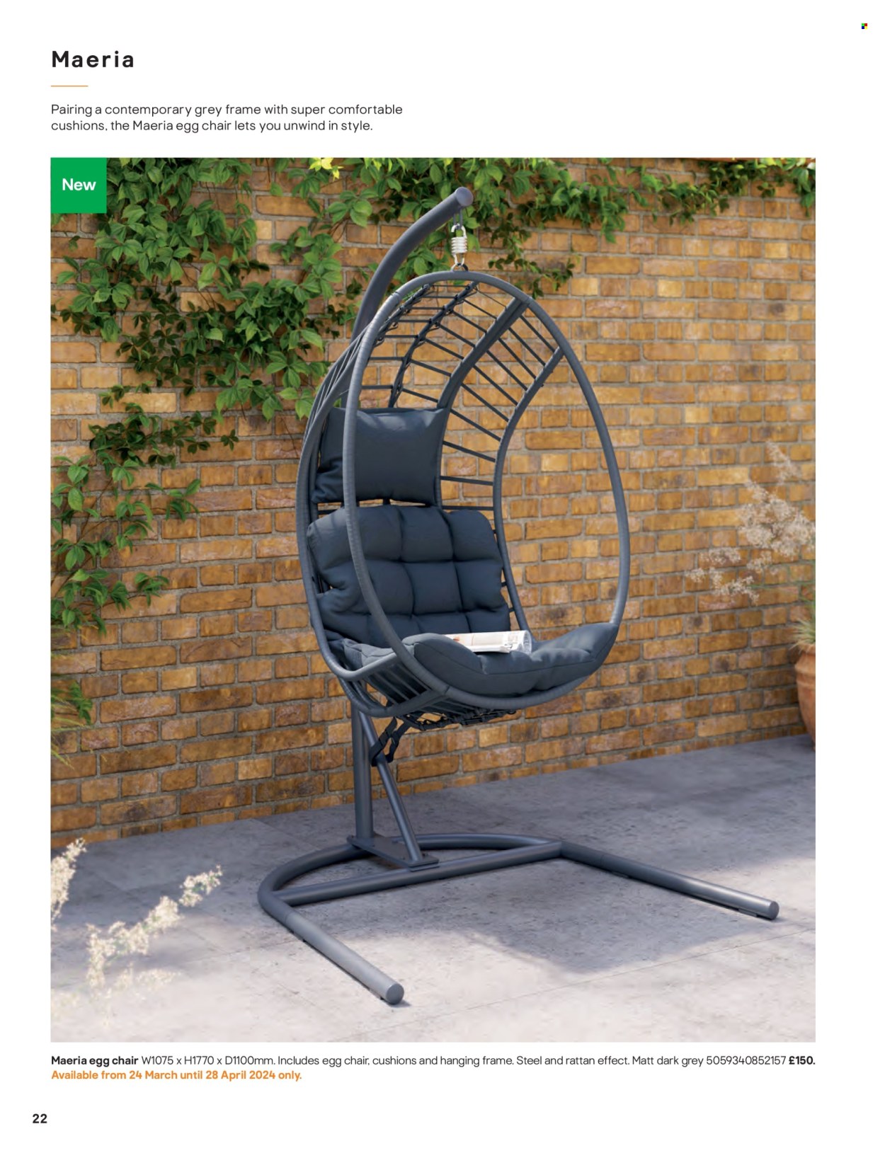 thumbnail - B&Q offer  - Sales products - cushion, chair. Page 22.