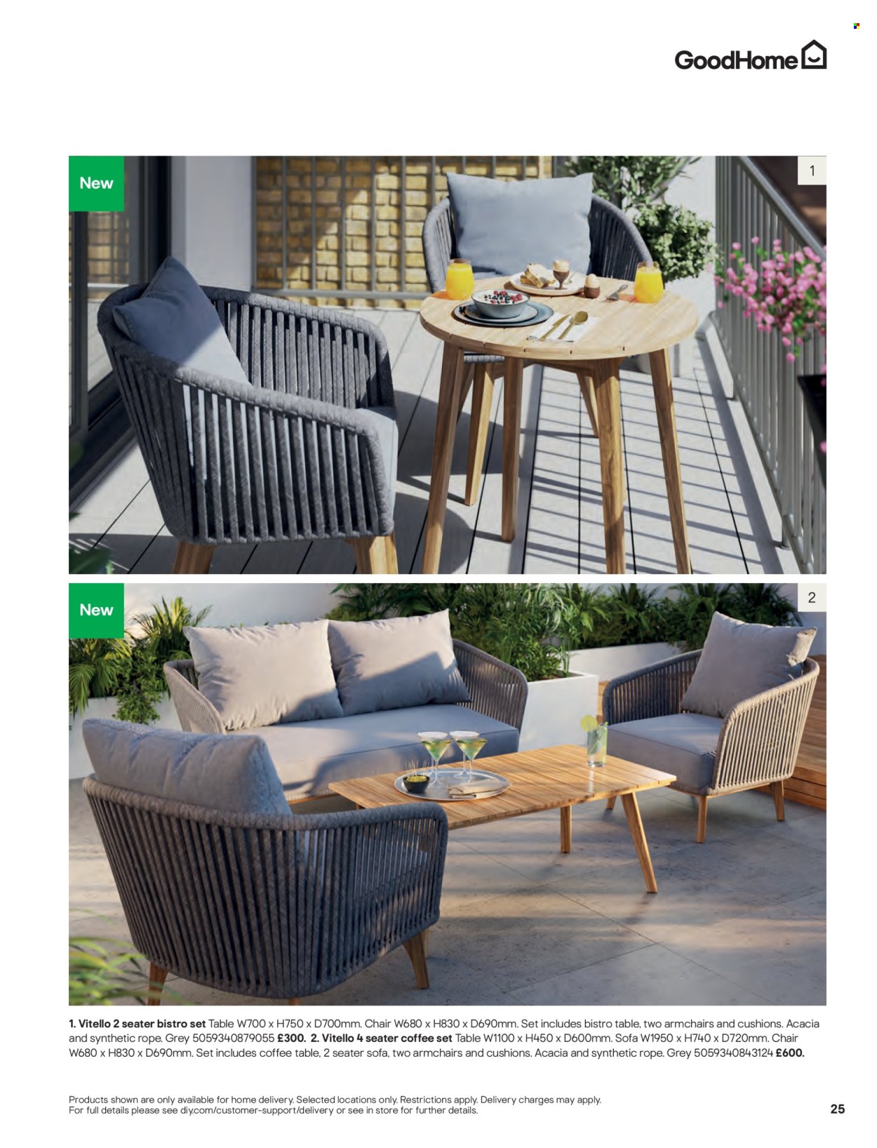 thumbnail - B&Q offer  - Sales products - cushion, table, chair, arm chair, sofa, coctail table, coffee table. Page 25.