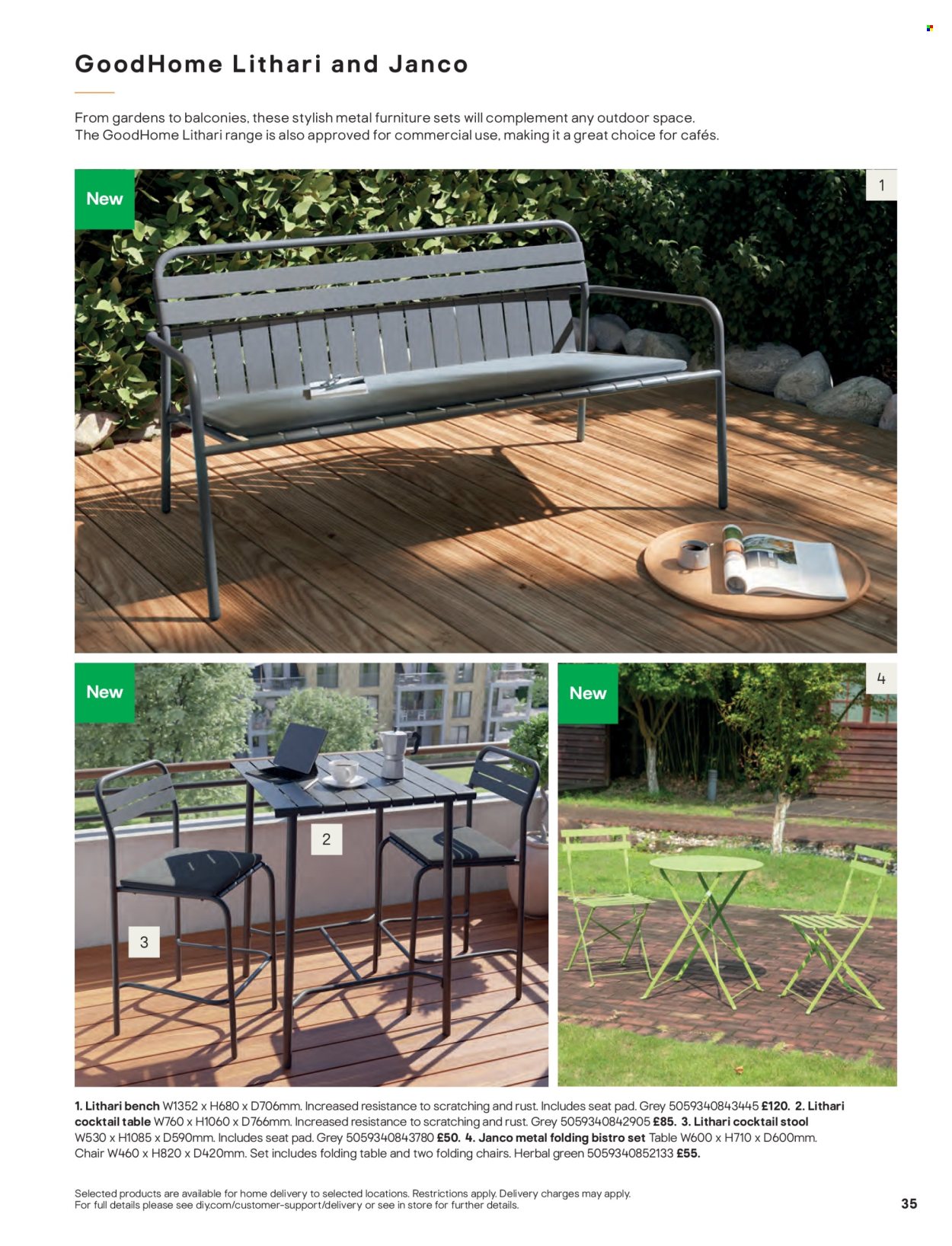 thumbnail - B&Q offer  - Sales products - chair pad, table, bench, stool, chair, folding table. Page 35.