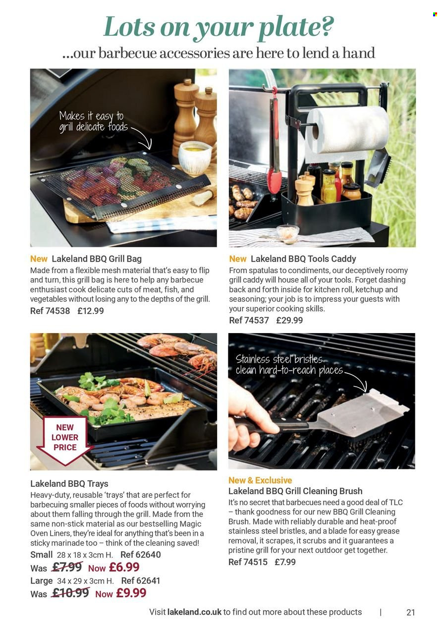 thumbnail - Lakeland offer  - Sales products - brush, spatula, plate, kitchen rolls, bag. Page 21.
