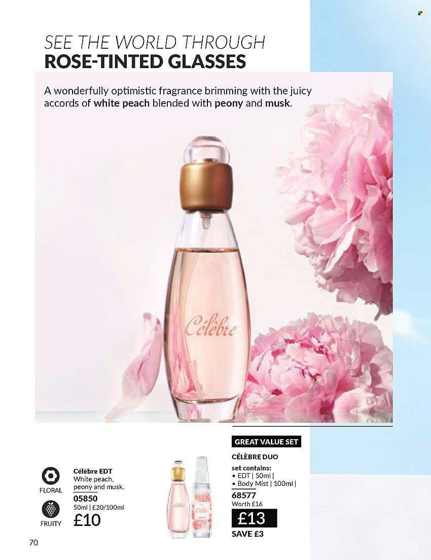 thumbnail - Avon offer  - 01/04/2024 - 30/04/2024 - Sales products - body mist, eau de toilette, fragrance. Page 70.