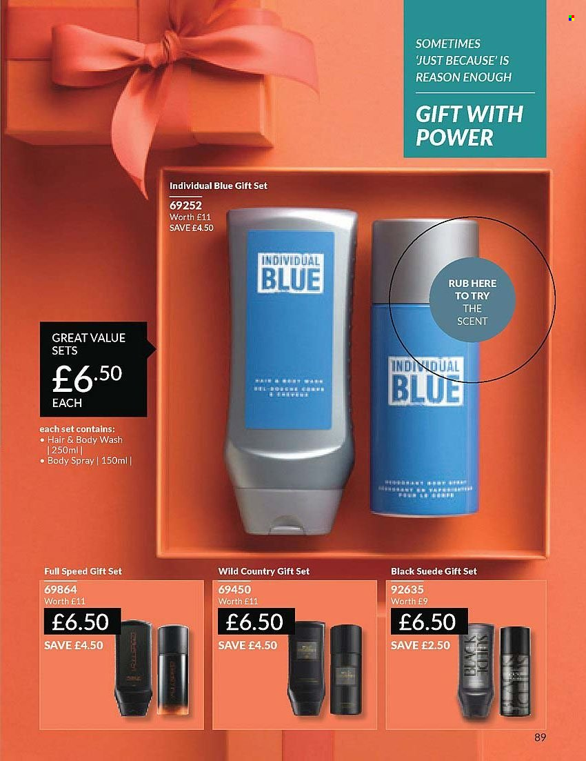 thumbnail - Avon offer  - 01/04/2024 - 30/04/2024 - Sales products - body wash, hair & body wash, body spray, gift set. Page 89.