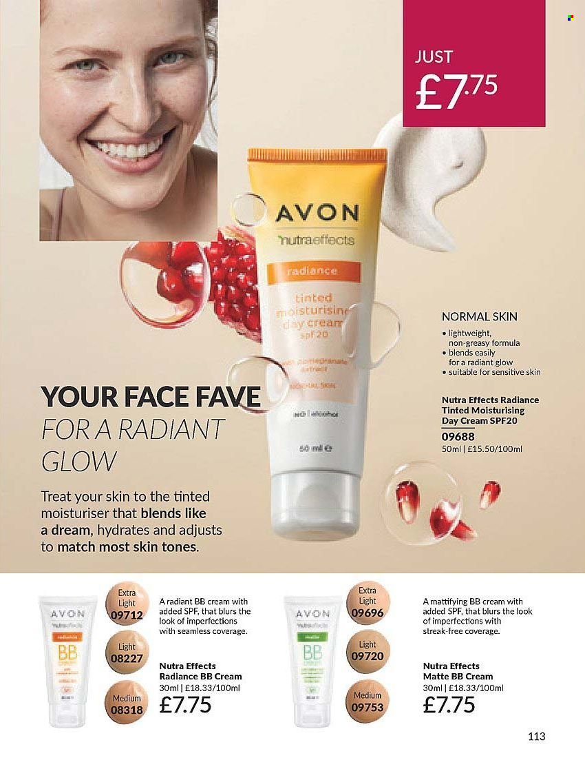 thumbnail - Avon offer  - 01/04/2024 - 30/04/2024 - Sales products - Avon, day cream, Nutra Effects, bb cream. Page 113.