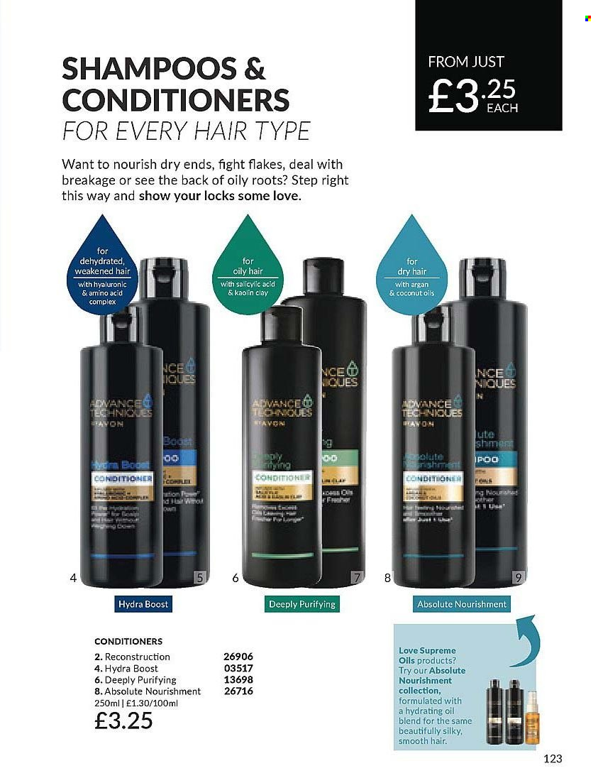 thumbnail - Avon offer  - 01/04/2024 - 30/04/2024 - Sales products - Avon, shampoo, conditioner, Absolute. Page 123.
