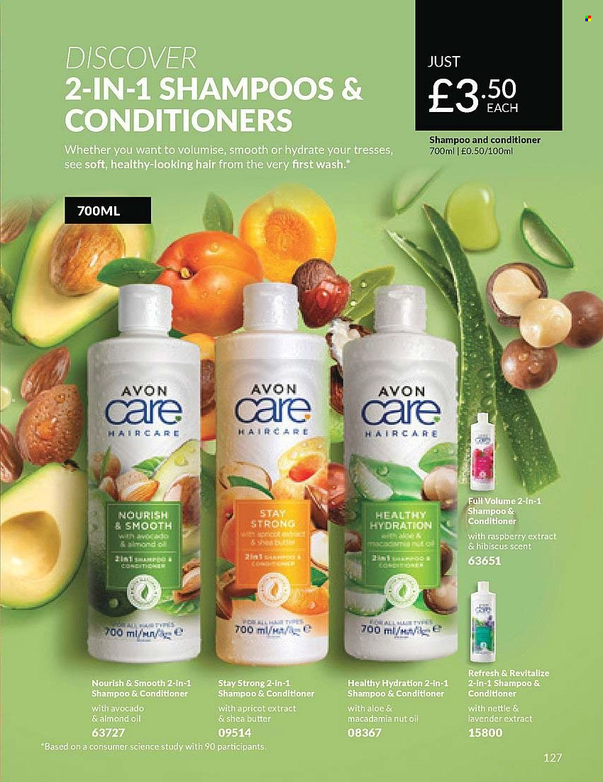 thumbnail - Avon offer  - 01/04/2024 - 30/04/2024 - Sales products - Avon, shampoo, conditioner. Page 127.