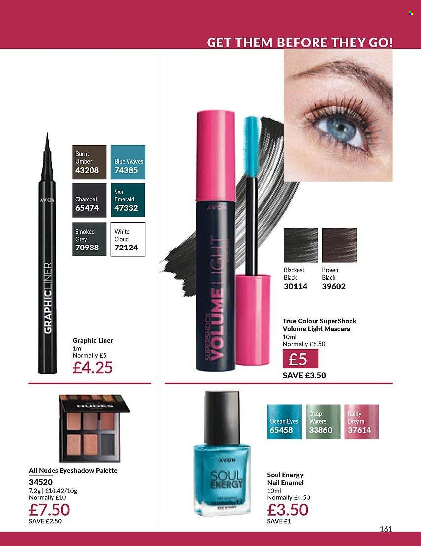 thumbnail - Avon offer  - 01/04/2024 - 30/04/2024 - Sales products - Avon, eye palette, eyeshadow, mascara, nail enamel, Go!. Page 161.