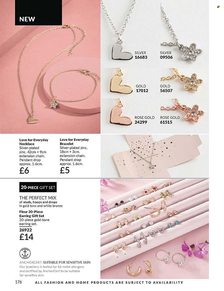 thumbnail - Avon offer  - 01/04/2024 - 30/04/2024 - Sales products - gift set, bracelet, earrings, necklace, studs, pendant, jewelry. Page 176.