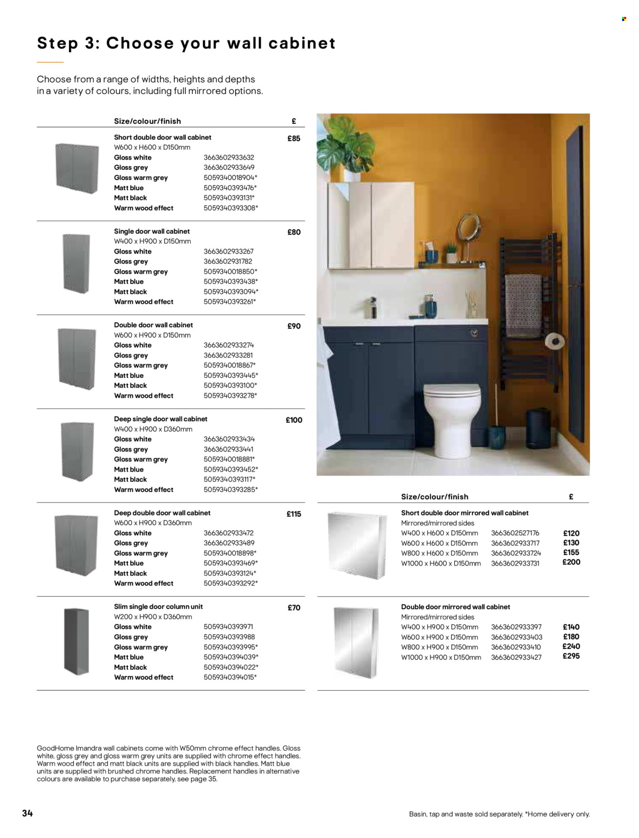 thumbnail - B&Q offer  - Sales products - cabinet, wall cabinet, shelves, vanity. Page 34.