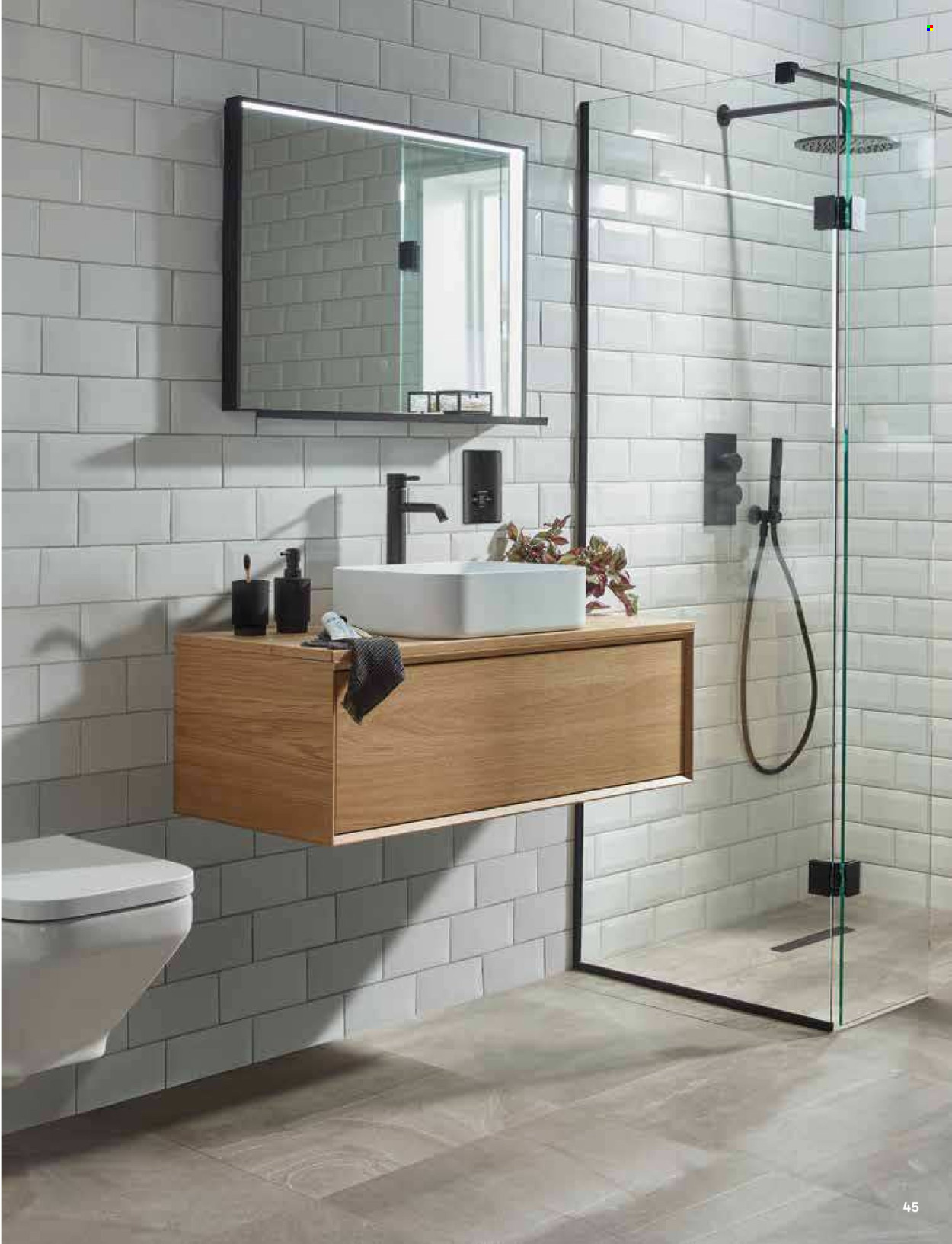 thumbnail - B&Q offer  - Sales products - cabinet, wall cabinet, vanity, mirror, mirror with shelf. Page 45.