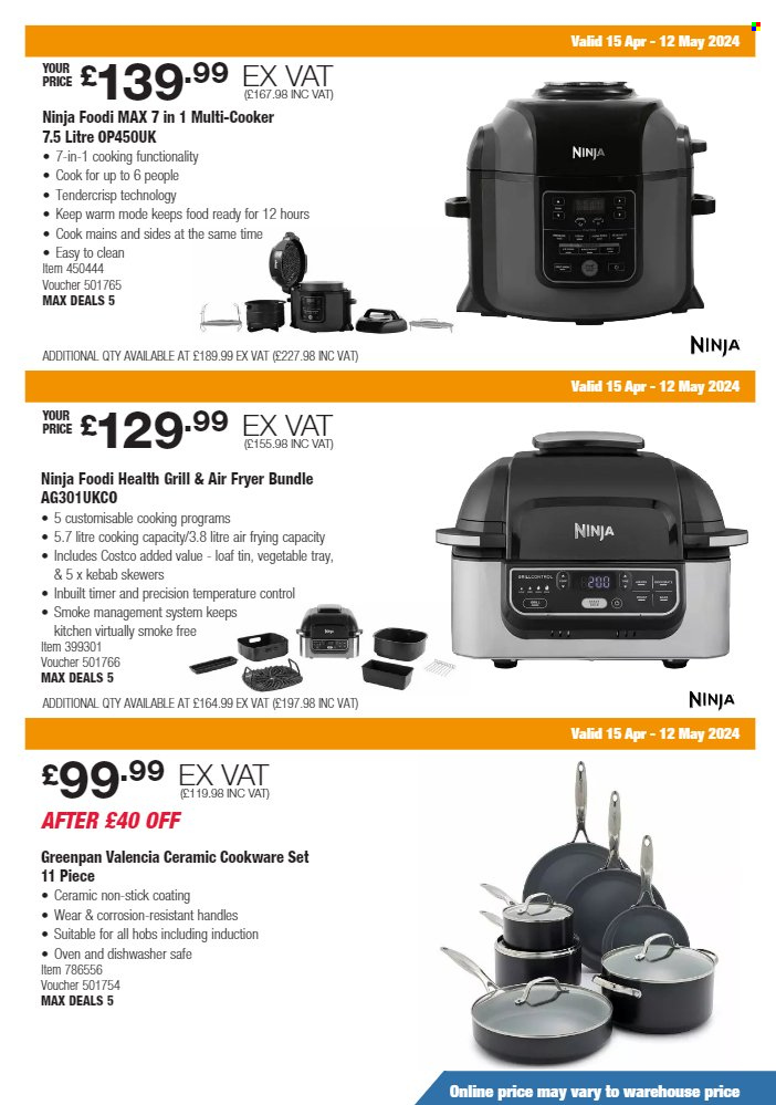thumbnail - Costco offer  - 15/04/2024 - 12/05/2024 - Sales products - mixed vegetables, kabobs, cookware set, multifunction cooker, air fryer. Page 7.