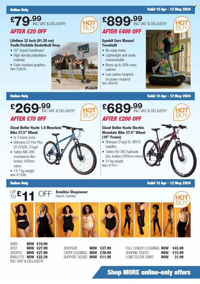 thumbnail - Costco offer  - 15/04/2024 - 12/05/2024 - Sales products - basketball, basketball hoop, treadmill, mountain bike, bicycle, vest. Page 29.