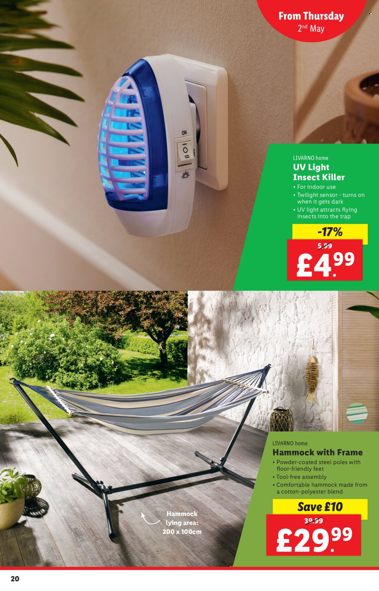 thumbnail - Lidl offer  - 02/05/2024 - 08/05/2024 - Sales products - insect killer, hammock. Page 20.