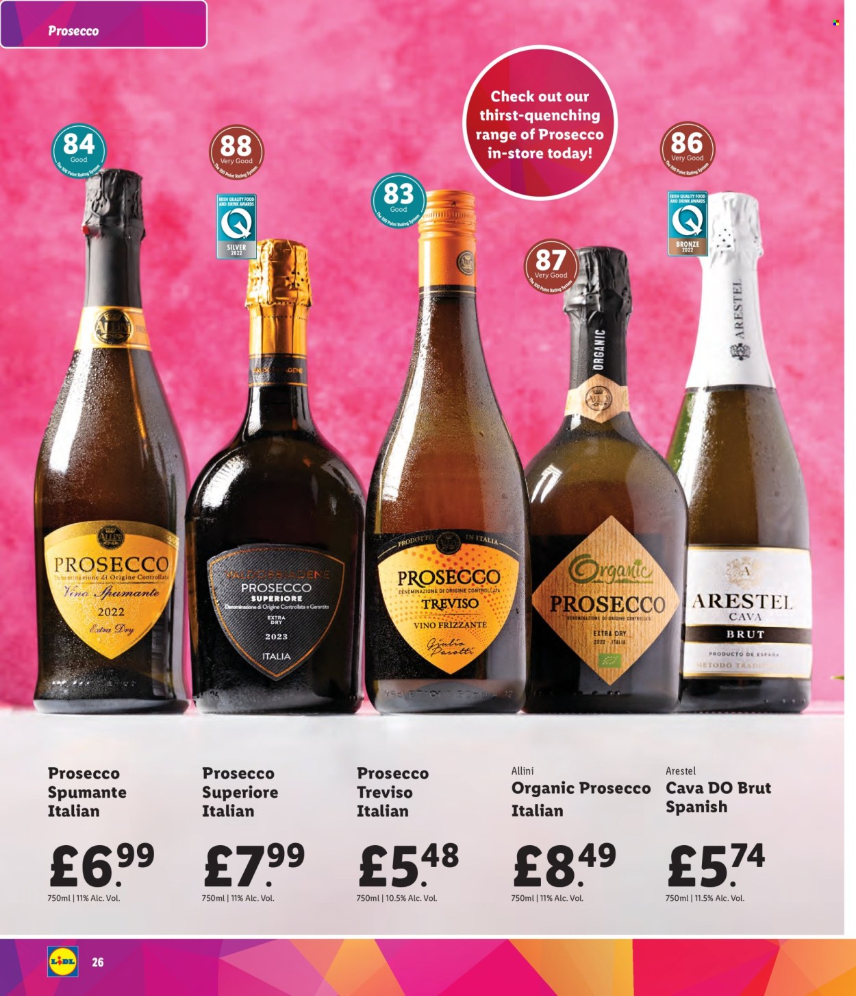 thumbnail - Lidl offer  - Sales products - alcohol, sparkling wine, spumante, prosecco, organic prosecco, Cava. Page 26.