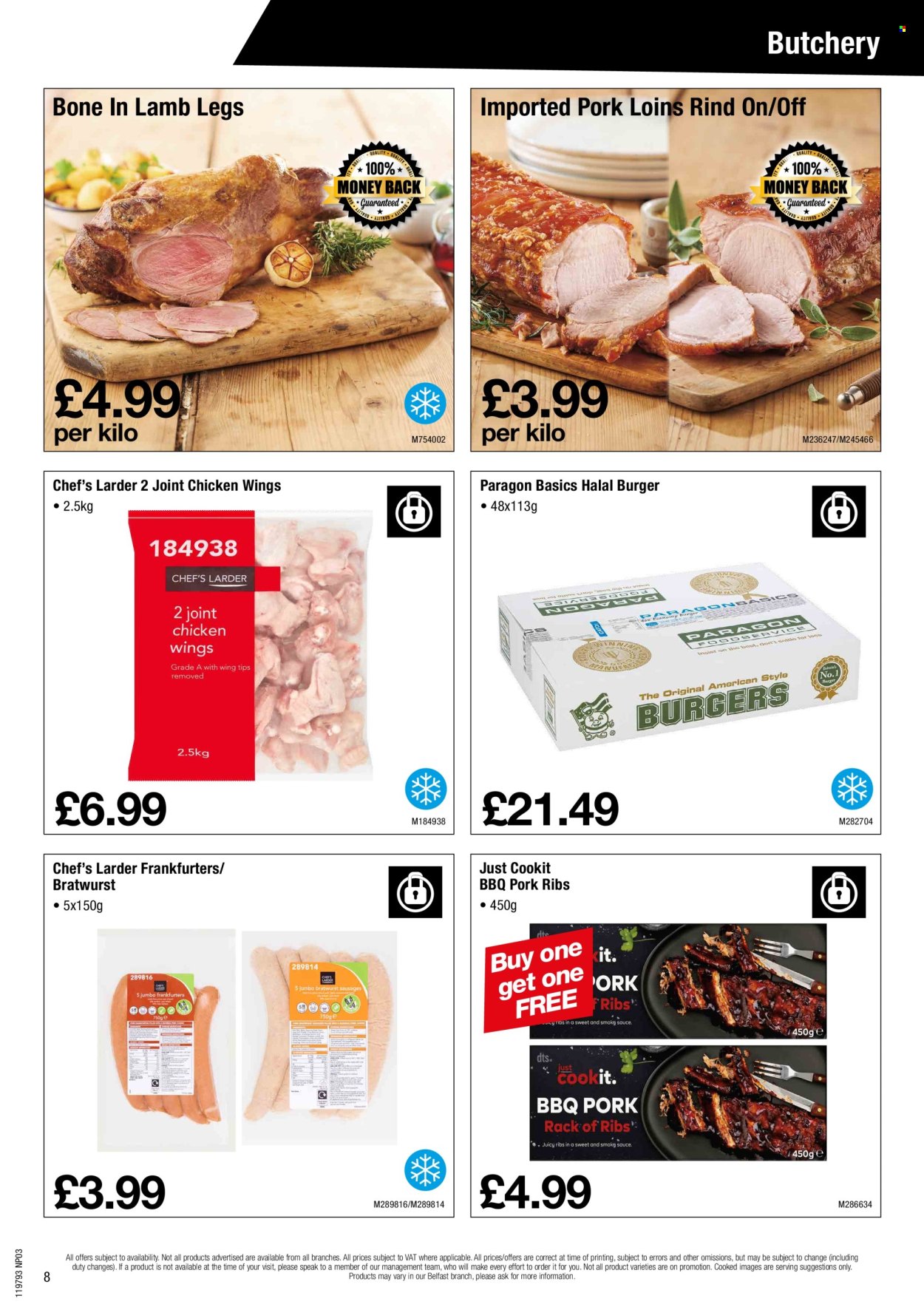 thumbnail - Makro offer  - 24/04/2024 - 21/05/2024 - Sales products - chicken wings, chicken, hamburger, pork meat, pork ribs, bratwurst, frankfurters. Page 8.