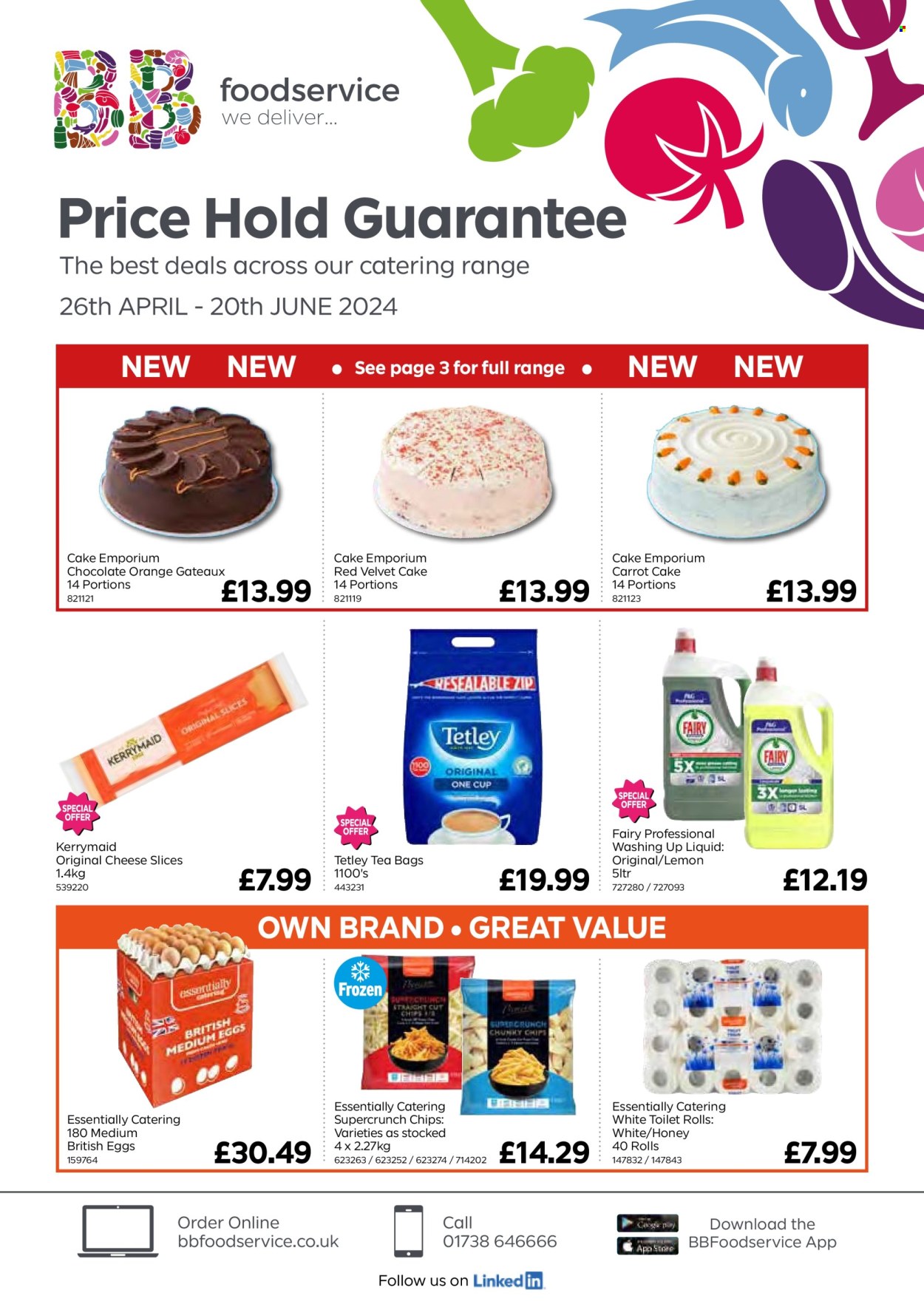 thumbnail - Bestway offer  - 26/04/2024 - 20/06/2024 - Sales products - cake, sliced cheese, frozen chips, honey, tea bags, toilet paper, Fairy, dishwashing liquid, eggs. Page 1.