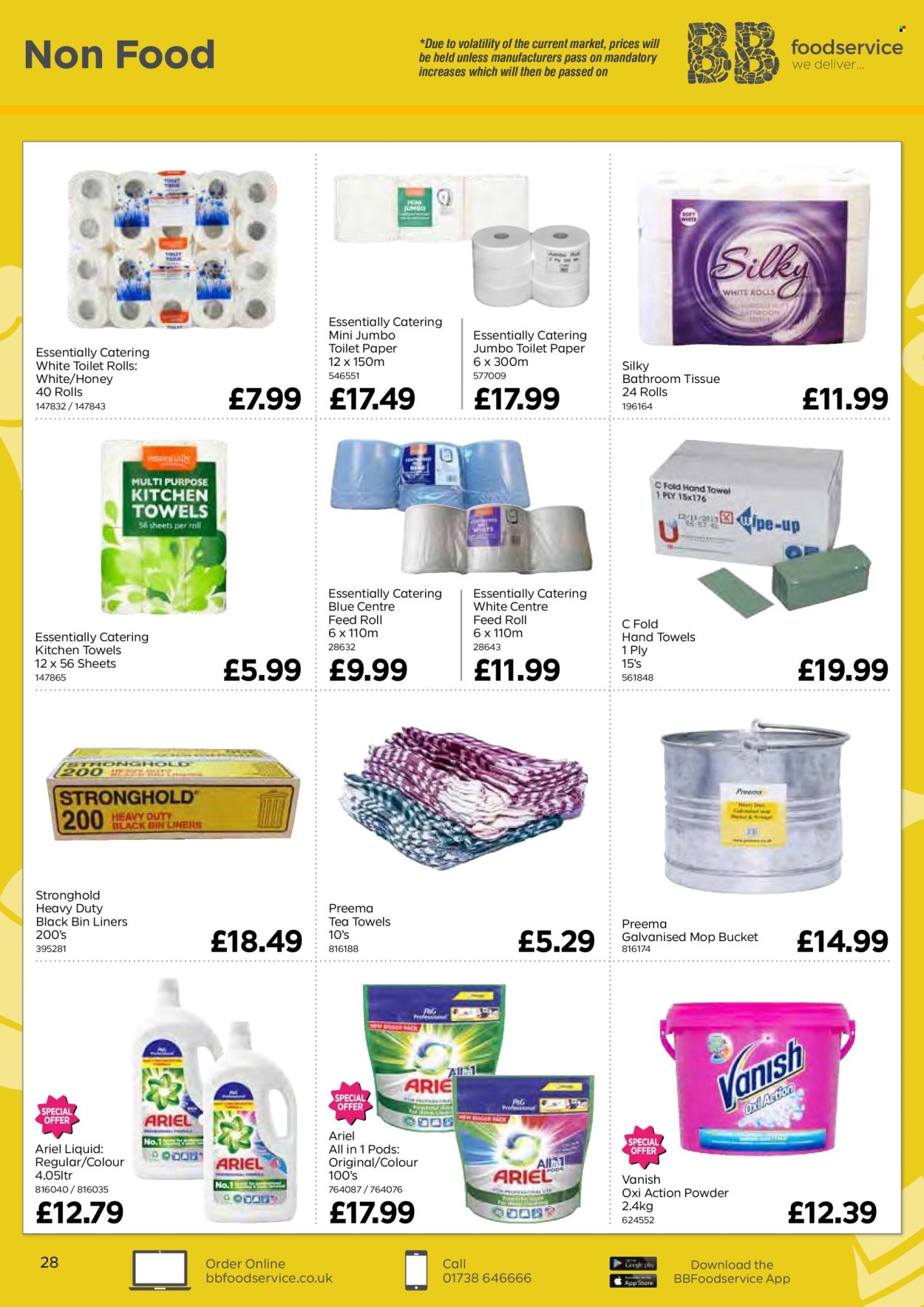 thumbnail - Bestway offer  - 26/04/2024 - 20/06/2024 - Sales products - honey, bath tissue, hand towel, toilet paper, kitchen towels, Vanish, Ariel, bucket, mop, mop bucket, bin liner, tea towels. Page 28.