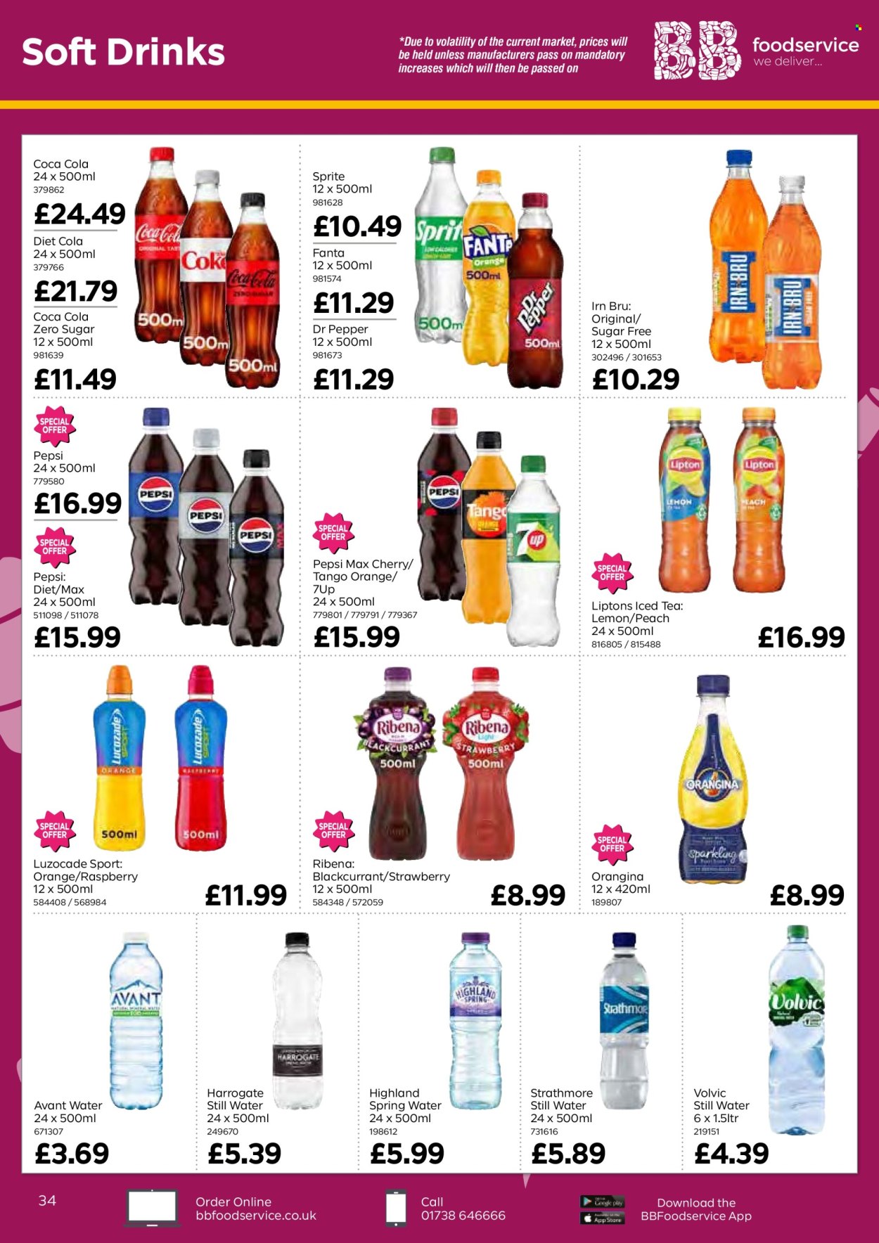 thumbnail - Bestway offer  - 26/04/2024 - 20/06/2024 - Sales products - Coca-Cola, Sprite, Pepsi, Fanta, Pepsi Max, ice tea, Coca-Cola zero, Dr. Pepper, soft drink, 7UP, Volvic, Ribena, spring water, still water, water, carbonated soft drink. Page 34.