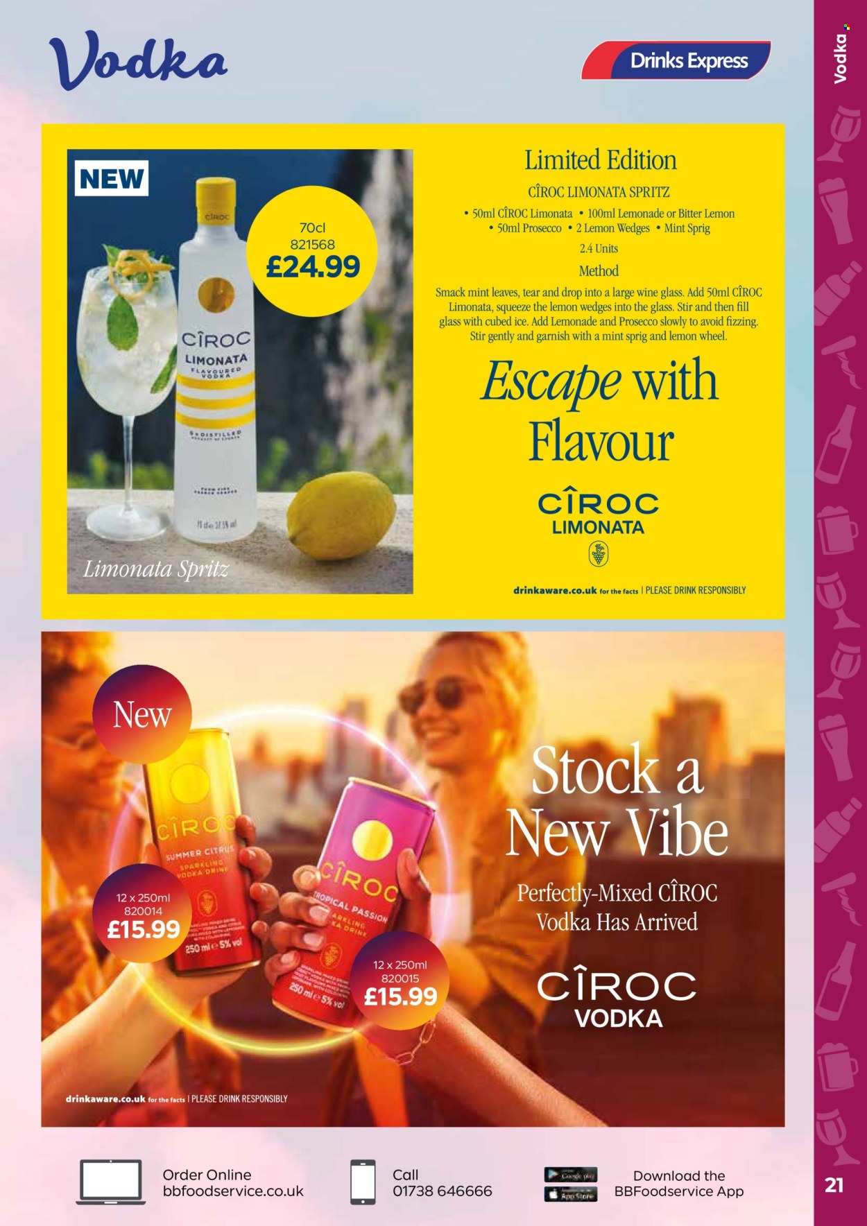 thumbnail - Bestway offer  - 26/04/2024 - 20/06/2024 - Sales products - mint, sparkling wine, prosecco, vodka, Cîroc, wine glass. Page 21.