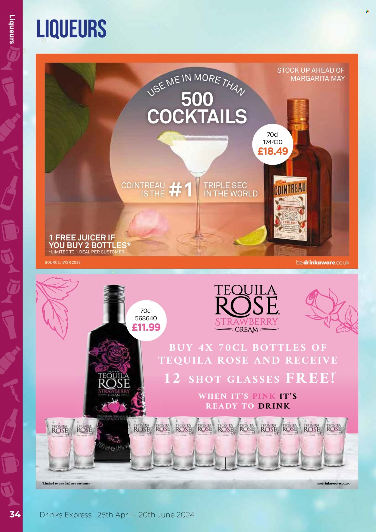 thumbnail - Bestway offer  - 26/04/2024 - 20/06/2024 - Sales products - alcohol, cocktail, liqueur, tequila, Triple Sec, Cointreau. Page 34.