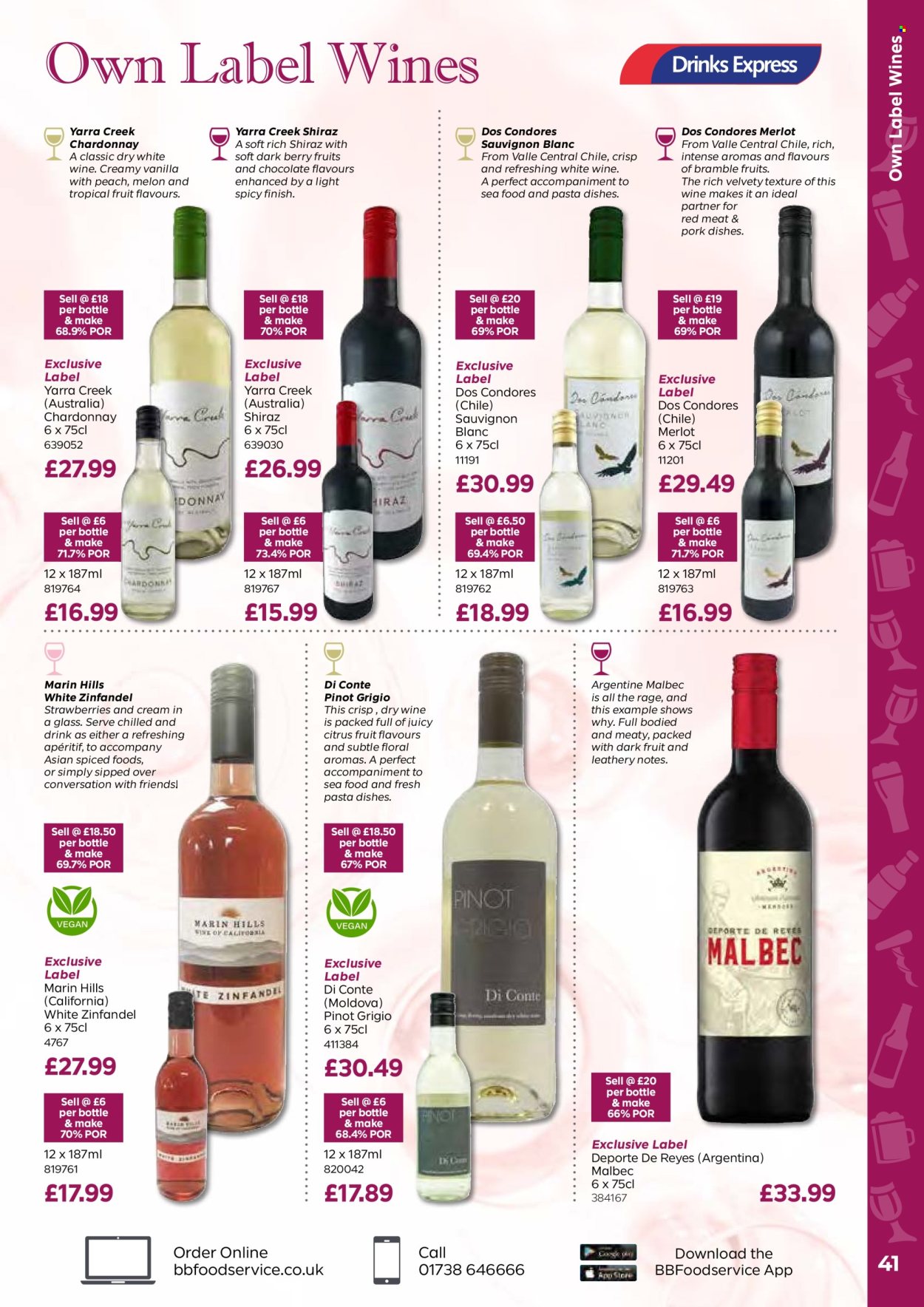 thumbnail - Bestway offer  - 26/04/2024 - 20/06/2024 - Sales products - alcohol, melons, seafood, pasta sides, red wine, white wine, Chardonnay, wine, Merlot, Sauvignon Blanc, Shiraz, Pinot Grigio, Malbec, aperitif, label. Page 41.