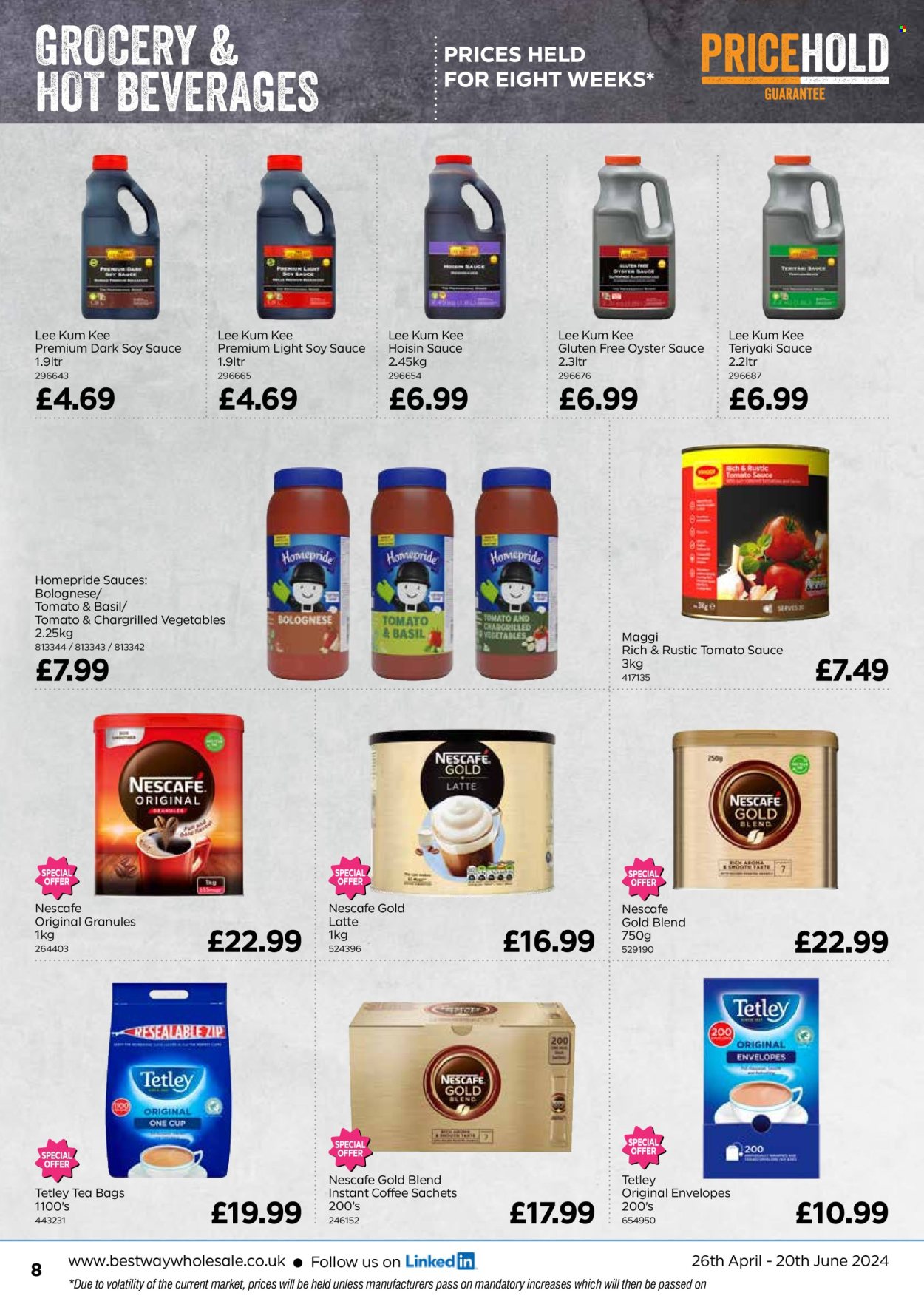 thumbnail - Bestway offer  - 26/04/2024 - 20/06/2024 - Sales products - Maggi, tomato sauce, herbs, soy sauce, teriyaki sauce, hoisin sauce, oyster sauce, Lee Kum Kee, tea bags, coffee, instant coffee, Nescafé, envelope. Page 8.
