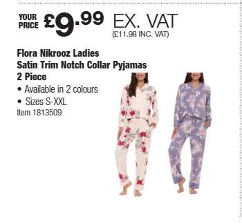 Flora Nikrooz Ladies Satin Trim Notch Collar Pyjamas