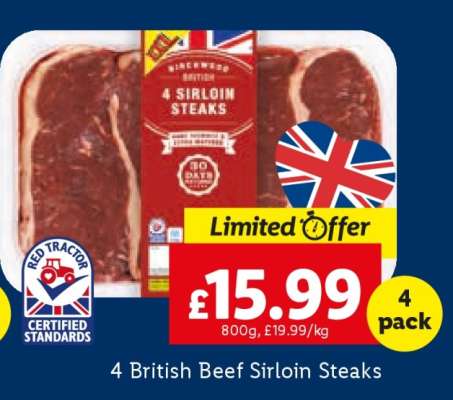 4 British Beef Sirloin Steaks