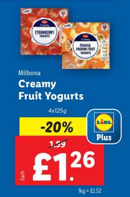 Milbona Creamy Fruit Yogurts